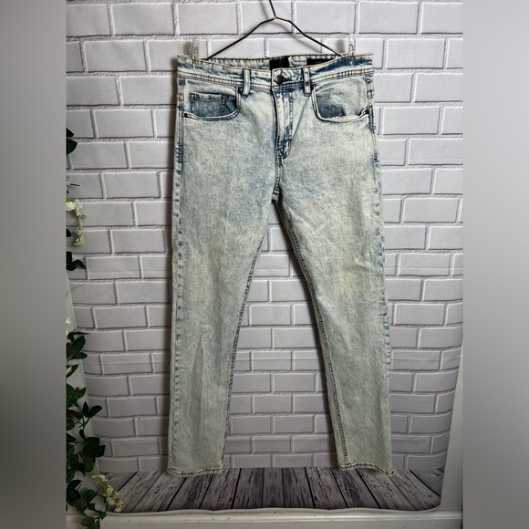 91 COTTON ON Vintage Acid Wash Skinny Jeans Light Wash Retro 90s Y2K/size 32 - Picture 2 of 8